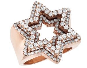 Hip Hop Style Iced Out <b>Gold</b> Plated 925 Sterling Silver Fully Moissanite Diamond Star <b>Ring</b> For <b>Men</b> - Product Image 1