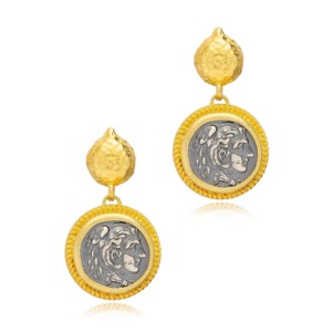 Vintage Medallion Design Turkish Handmade 22K Gold Plated 925 <b>Sterling</b> <b>Silver</b> <b>Stud</b> Earrings-Trendy Wedding & Party Gift - Product Image 5