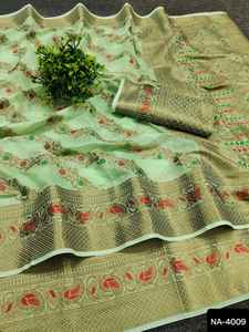 Le plus beau saree en soie Banarasi lourd pour les femmes du festival de mariage traditionnel des femmes porter Rich Pallu Zari Weaving Work Border - Product Image 3