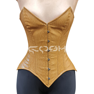 Corsé Moldeador de Cintura con Varillas de Acero, Textura de Serpiente Marrón en PVC, para Fiestas y Eventos de Moda - Product Image 1