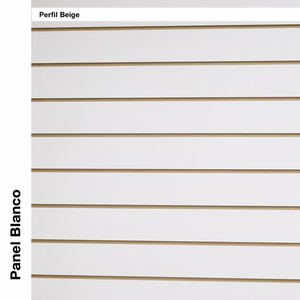 Paneles de Slatwall Reforzados Blancos de 19 mm Fabricados en España con Inserciones de Aluminio Beige de 1.2 mm, Paneles de Exhibición de 1200x1200 mm - Product Image 1
