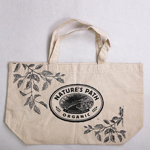 Bolso de compras de algodón de lona Natural reutilizable impreso con logotipo personalizado de gran venta, portátil de moda para uso diario con letras - Product Image 3