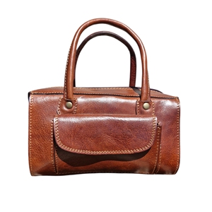 Sac à main pour femme en cuir véritable marron, design personnalisé, forme de sac de médecin, deux sangles, fermeture éclair, grande capacité, style marocain - Product Image 1
