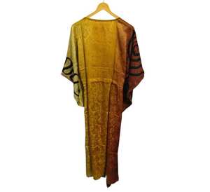 Kimono de Sari de Seda Reciclada Vintage Indio, Talla Grande, Sexy, Estampado Floral, Largo, Hecho a Mano, Ropa de Dormir de Verano - Product Image 4