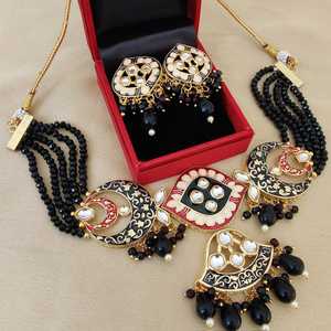 Hermoso collar de Gargantilla Jaipuri tradicional de calidad superior con pendientes para mujer perfecto para bodas, ocasiones festivas - Product Image 2