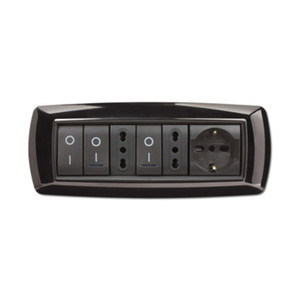 Placca Life Mod. Living Plastica Nero 7 Posti - Product Image 1