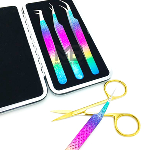 Pinzas especiales de extensión de pestañas con agarre de diamante recubierto de dos tonos, pinzas de extensión de etiqueta privada de acero inoxidable japonés - Product Image 4