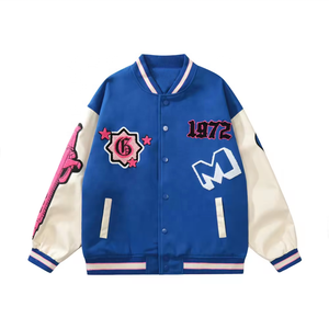 Veste de baseball pour homme de haute qualité personnalisée OEM, veste de baseball lourde avec broderie en chenille contrastée, veste de baseball Lightman - Product Image 4