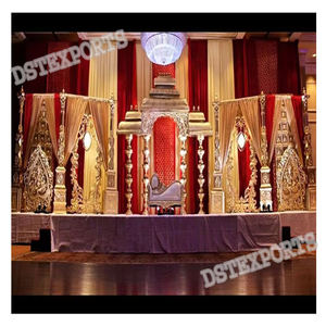 Décoration de scène de mariage traditionnelle d'Asie du Sud, nouvelle décoration de scène en velours et fibres pour mariage tamoul, cérémonie de mariage tamoul majestueuse - Product Image 1