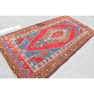 พรมวินเทจขนาดใหญ่ 4.8x9.3 ฟุต (147x284 ซม.) พรมขนสัตว์ลายพิมพ์สัตว์สีแดงแบบตุรกี - Product Image 2