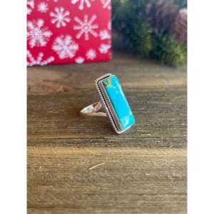Southwest Handmade Mohave Kingman <b>Turquoise</b> Sterling Silver <b>Ring</b> Size 9.75 - Product Image 2