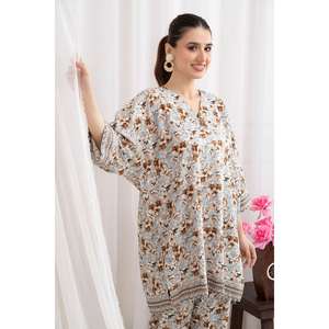 Traje de dos piezas sin costuras estilo bohemio clásico estampado para mujer, de verano, hasta la rodilla, con cremallera, transpirable, talla única, para el día a día laboral. - Product Image 1