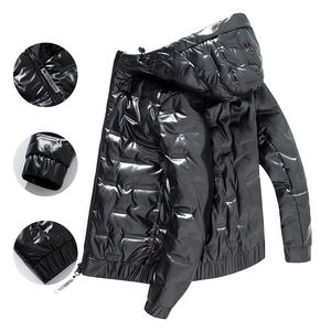 Veste d'extérieur d'hiver pour homme Bomber légère en nylon à fermeture éclair Streetwear matelassé noir avec cordon de serrage Fabricant direct - Product Image 6