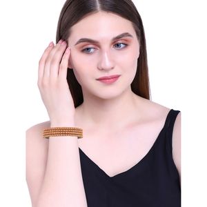 Wholesale Indian Bangle Jewelry CZ Crystal Gold Plated Bangle Bracelet For <b>Women</b>, Beige Color - Product Image 2