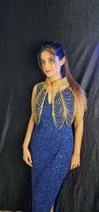 Élégant Burlesque Cape Festival Outfit Perlé Brins Perles Broderie Belle Silhouette Droite Naturel Club Dressing - Product Image 4