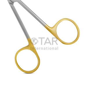 Tijeras de Laboratorio de Carburo de Tungsteno con Iris, Curvadas a 45°, Mango de Anillo Dorado, Instrumentos Médicos de Corte Quirúrgico Profesional - Product Image 6