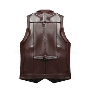 V Neck Custom Design <b>Men</b> Leather <b>Vest</b> Solid Color <b>Men</b> Leather <b>Vest</b> Bulk Quantity <b>Men</b> Leather <b>Vest</b> - Product Image 2