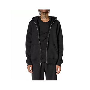 Meilleures ventes Arrivée hiver 2025 Sweat à capuche zippé intégral pour homme en polaire épaisse Mélange de coton Respirant 400g Doublure en strass - Product Image 4