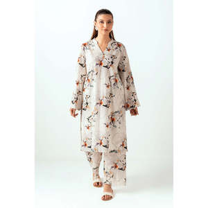 Ensemble coordonné pour femme, style bohème, beige, imprimé ondulé, XXS/XS/XL, tenue en crêpe deux pièces pour le printemps/été - Product Image 2