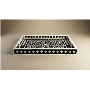 Plateau de service rectangulaire en os incrusté, le plus vendu, pour servir des boissons, des collations, des fruits et organiser la table, disponible à la vente - Product Image 1