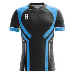 Última Llegada Camiseta de Fútbol Uniforme de Fútbol Color Azul y Negro Nombre del Equipo Cuello Redondo Mangas Cortas Uniforme de Fútbol - Product Image 5