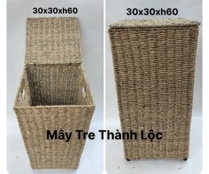 ตะกร้าเก็บของทรงสี่เหลี่ยมจากหญ้าทะเล งานฝีมือธรรมชาติ สำหรับจัดระเบียบของใช้ในบ้านอเนกประสงค์ - Product Image 5