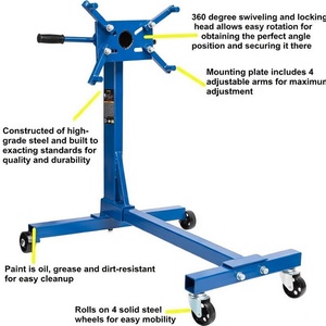 Support moteur rotatif en acier Altertool 1500LBS avec roulettes réglables à 360 degrés, pliable, 4 billes, équipement pour véhicules - Product Image 5
