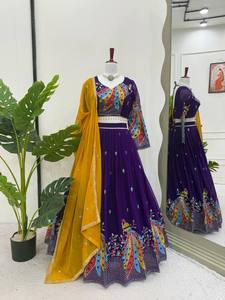Women's Traditional Indian & Pakistani 3-Piece <b>Lengha</b> Choli Plazzo Ready-to-Wear Top for Spring Weddings & Parties Party Wear - Product Image 2
