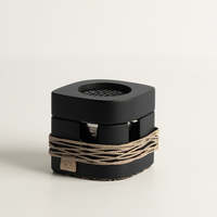 Brûleur à Bakhoor moderne en bois de manguier noir avec enroulement en fil doré, porte-encens aromatique fait main avec coupelle en métal