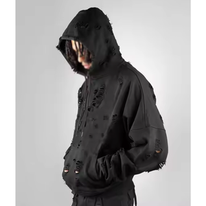 Sweat-shirts déchirés pour hommes de qualité professionnelle, impression numérique, 100% coton, respirant, écologique, mode hiver - Product Image 2