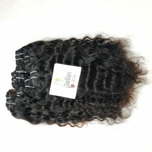 Extensions de cheveux humains indiens vierges naturels bruts, alignés aux cuticules, bouclés, double trame, couleur noire, vente en gros, bon marché - Product Image 1