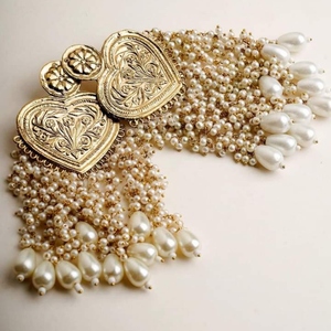 Dernier modèle de bijoux afghans pour femmes Boucles d'oreilles en acier inoxydable à motif floral oxydé en argent vintage bohème tendance Noël - Product Image 3