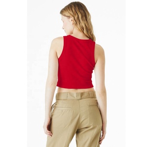 B+C Attractive Solid Red Blend 1019 WOMEN'S MICRO RIB RACER Cropped TANK Top Breathable Cropped tank Top Women's Crop Top - Product Image 2