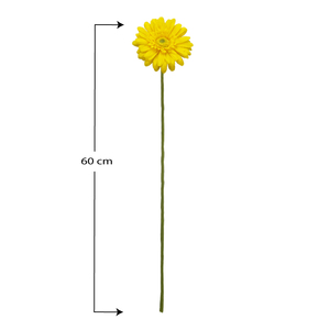 3 margherite in tessuto sintetico giallo gigante 60cm fiori artificiali per mazzi di nozze e decorazioni per la casa foglie regalo incluse - Product Image 2
