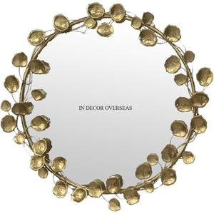 Trendy Pattern Arrival Attractive Look Gold Plated Metal Framed Round Shape Wall <b>Mirror</b> Home And Office Decoration Supplies - Product Image 3