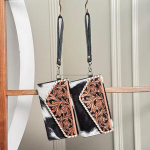 Vente en gros d'enveloppe de luxe en cuir repoussé à la main portefeuille pour femmes pochette polyvalente en cuir de vache véritable de haute qualité - Product Image 5