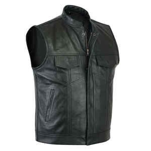 Gilets de moto décontractés et personnalisés pour hommes Gilet en cuir de vachette de moto original Gilet en cuir de vachette de meilleure conception pour moto - Product Image 1