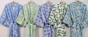 Femmes bohème léger coton Robe 100% meilleure qualité main bloc imprimé bleu vert Floral genou longueur printemps automne - Product Image 3