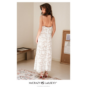 Vestido elegante de encaje floral color marfil blanco para vacaciones de verano, personalizable - Product Image 3