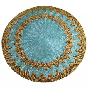 Manteles individuales decorativos con estilo redondos con cuentas de vidrio más vendidos para mesa de comedor mate nuevo diseño elegante manteles individuales bordados - Product Image 2