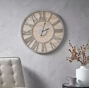 가정 장식을 위한 AK 황동 최신 북유럽 공학 나무 자연 장식 로마 번호 벽 시계