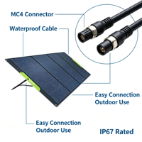 Panneau solaire mono haute efficacité 200W, étanche IP67, DC1500V, MC4 vers XT60 Anderson pour camping-car, marine, hors réseau