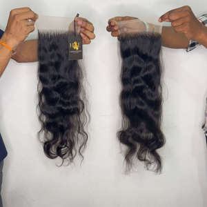 Suisse HD mince dentelle fermeture perruques cheveux humains pré plumé 5x5 Deepwave cheveux, temple brut cheveux humains pour les femmes noires afrique - Product Image 1