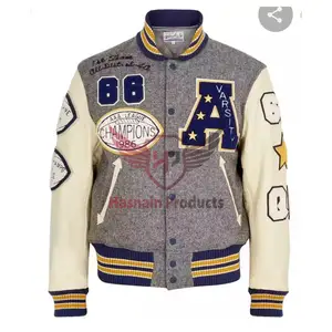 Hot Selling Custom Cool Style Fleece Winter Varsity Jacks Honkbal Bomber Lederen Varsity Jacks Voor Heren-Trendy Bovenkleding