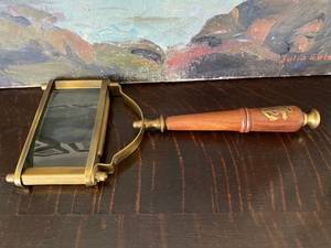 Loupe en laiton et bois nautique avec lentille rectangulaire, loupe vintage unique, cadeau - Product Image 5