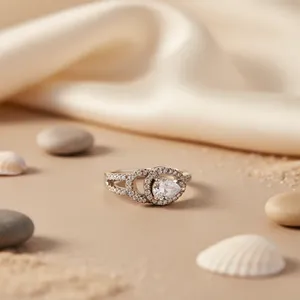 Bague en diamant taille poire pour femme en argent sterling 925 - Option cadeau - Product Image 2