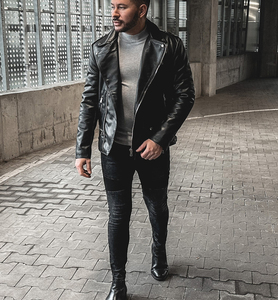 New Arrival Men's Cowhide Leather Jacket Premium Quality Streetwear Style Factory-Made <b>Canvas</b> <b>Plain</b> Dyed Men's Fashion Design - Product Image 3