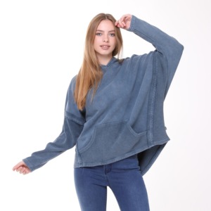 Sweat à capuche oversize pour femme en molleton bouclette de haute qualité, style streetwear décontracté hiver, 100% coton, écologique, séchage rapide, avec logo avant - Product Image 2