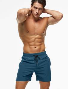 ชุดว่ายน้ำสีทึบมีกระเป๋าแบบมีซิปกางเกงสามส่วนผ้าตาข่ายกางเกงขาสั้นชายหาดยุโรปและอเมริกาจัดส่งแบบ DP - Product Image 6