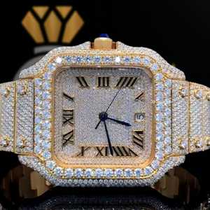 Meilleure Qualité Glacé VVS Moissanite Diamant En Acier Inoxydable Style Hip Hop Montre Élégante Mode De Luxe Mécanique Carré Analogique - Product Image 1